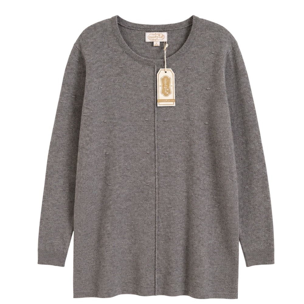 Mud Pie Camilla Sweater Womens Small Grey Textured Dot Tunic Knit Top NWT
